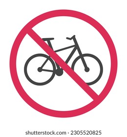 Forbidden bicycle Pictogram. Bicycle Red Stop Circle Symbol. No Allowed bicycle Sign. Prohibited bicycle zone. Vector illustration isolated on white background