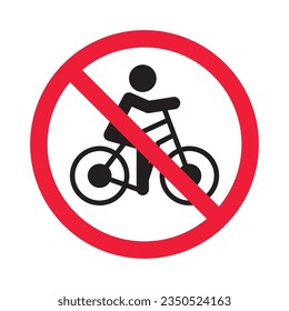 Forbidden bicycle vector icon. Warning, caution, attention, restriction, label, ban, danger. No bicycle flat sign design pictogram symbol. No bicycle icon
