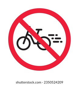 Forbidden bicycle vector icon. Warning, caution, attention, restriction, label, ban, danger. No bicycle flat sign design pictogram symbol. No bicycle icon