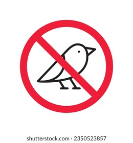 Forbidden bird vector icon. Warning, caution, attention, restriction, label, ban, danger. No birds flat sign design pictogram symbol. No bird icon