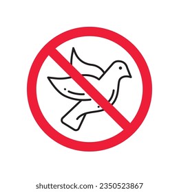 Forbidden bird vector icon. Warning, caution, attention, restriction, label, ban, danger. No birds flat sign design pictogram symbol. No bird icon