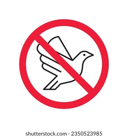 Forbidden bird vector icon. Warning, caution, attention, restriction, label, ban, danger. No birds flat sign design pictogram symbol. No bird icon