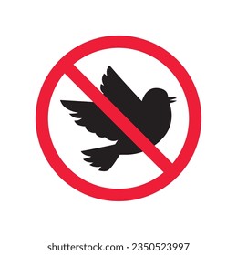 Forbidden bird vector icon. Warning, caution, attention, restriction, label, ban, danger. No birds flat sign design pictogram symbol. No bird icon