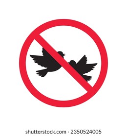 Forbidden bird vector icon. Warning, caution, attention, restriction, label, ban, danger. No birds flat sign design pictogram symbol. No bird icon