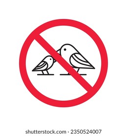 Forbidden bird vector icon. Warning, caution, attention, restriction, label, ban, danger. No birds flat sign design pictogram symbol. No bird icon