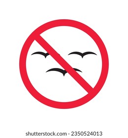 Forbidden bird vector icon. Warning, caution, attention, restriction, label, ban, danger. No birds flat sign design pictogram symbol. No bird icon