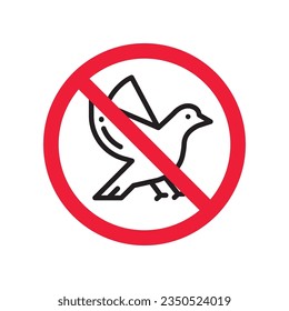 Forbidden bird vector icon. Warning, caution, attention, restriction, label, ban, danger. No birds flat sign design pictogram symbol. No bird icon