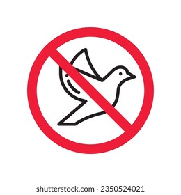 Forbidden bird vector icon. Warning, caution, attention, restriction, label, ban, danger. No birds flat sign design pictogram symbol. No bird icon