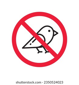 Forbidden bird vector icon. Warning, caution, attention, restriction, label, ban, danger. No birds flat sign design pictogram symbol. No bird icon