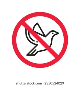 Forbidden bird vector icon. Warning, caution, attention, restriction, label, ban, danger. No birds flat sign design pictogram symbol. No bird icon