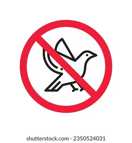 Forbidden bird vector icon. Warning, caution, attention, restriction, label, ban, danger. No birds flat sign design pictogram symbol. No bird icon
