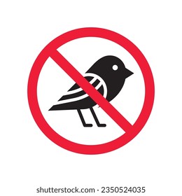 Forbidden bird vector icon. Warning, caution, attention, restriction, label, ban, danger. No birds flat sign design pictogram symbol. No bird icon