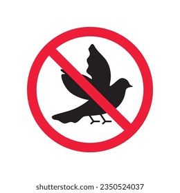 Forbidden bird vector icon. Warning, caution, attention, restriction, label, ban, danger. No birds flat sign design pictogram symbol. No bird icon