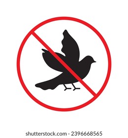 Forbidden bird vector icon. Warning, caution, attention, restriction, label, ban, danger. No birds flat sign design pictogram symbol. No bird icon UX UI