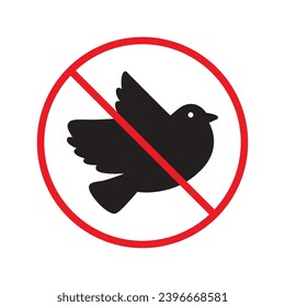 Forbidden bird vector icon. Warning, caution, attention, restriction, label, ban, danger. No birds flat sign design pictogram symbol. No bird icon UX UI