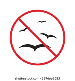 Forbidden bird vector icon. Warning, caution, attention, restriction, label, ban, danger. No birds flat sign design pictogram symbol. No bird icon UX UI