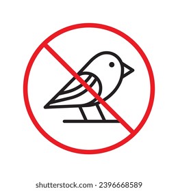 Forbidden bird vector icon. Warning, caution, attention, restriction, label, ban, danger. No birds flat sign design pictogram symbol. No bird icon UX UI