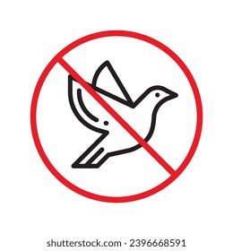 Forbidden bird vector icon. Warning, caution, attention, restriction, label, ban, danger. No birds flat sign design pictogram symbol. No bird icon UX UI