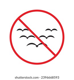 Forbidden bird vector icon. Warning, caution, attention, restriction, label, ban, danger. No birds flat sign design pictogram symbol. No bird icon UX UI