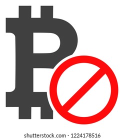 Forbidden bitcoin icon on a white background. Isolated forbidden bitcoin symbol with flat style.