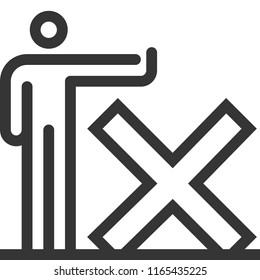 Forbidden, bold line stick figure icon. The illustration is vector, editable stroke, 48x48 pixel perfect. Crafted with precision and eye for quality.