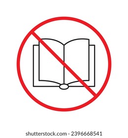 Icono vectorial de libros prohibidos. Advertencia, precaución, atención, restricción, etiqueta, prohibición, peligro. No hay símbolo de pictograma de diseño de letrero plano de la cubierta del libro. No hay un icono de libro UX UI