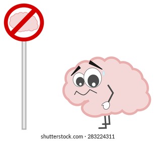 forbidden brain sign concept cartoon vector illustration