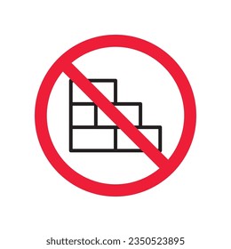 Verbotenes Ziegelmauerwerk, Vektorsymbol. Warnung, Vorsicht, Aufmerksamkeit, Einschränkung, Kennzeichnung, Verbot, Gefahr. Kein Piktogramm-Symbol für die Ziegelwand. Kein Wandsymbol