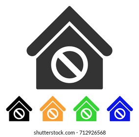 Forbidden Building icon. Vector illustration style is a flat iconic forbidden building symbol with black, gray, green, blue, yellow color variants. Designed for web and software interfaces.