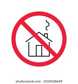 Verbotenes Bauen von Vektorsymbol. Verbotenes Bausymbol. Keine Haussymbol. Kein Flachbild-Design zu Hause. Warnung, Vorsicht, Aufmerksamkeit, Einschränkung, Etikettenverbot Gefahren flach Zeichen Design.