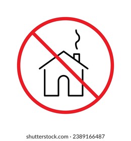 Forbidden building vector icon. Prohibited building icon. No house icon. No home flat sign design. Warning, caution, attention, restriction, label ban danger flat sign design. UX UI