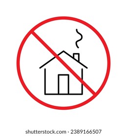 Forbidden building vector icon. Prohibited building icon. No house icon. No home flat sign design. Warning, caution, attention, restriction, label ban danger flat sign design. UX UI