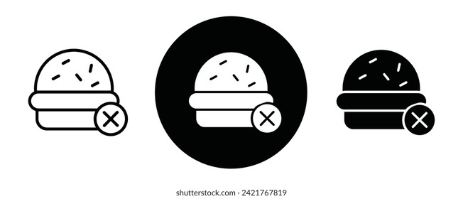 Forbidden burger outline icon collection or set. Forbidden burger Thin vector line art