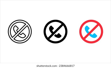 Forbidden call vector icon set. vector illustration on white background