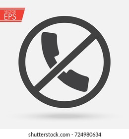 Forbidden call vector icon. Telephone not allow sign. No phone symbol. A ban on the phone icon. No Phone icon in trendy flat style isolated on grey background.