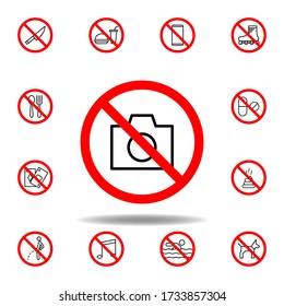 Forbidden camera icon. set can be used for web, logo, mobile app, UI, UX