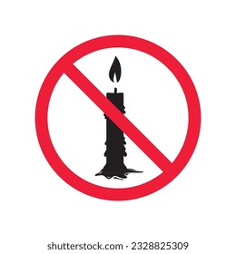 Forbidden candle icon. No candle vector sign. Prohibited Warning restriction label danger candle icon.  Caution or attention concept. No fire restriction icon. EPS 10 flat symbol pictogram