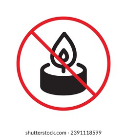 Verbotenes Kerzensymbol Keine Kerze, Vektorzeichen. Verbotene Warneinschränkung Kennzeichnung Gefahr Kerzen Symbol.  Vorsicht oder Aufmerksamkeit Konzept. Symbol ohne Brandbeschränkung. Candle-Flachsymbol-Piktogramm UX UI