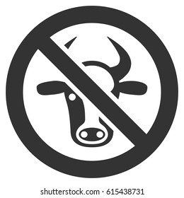 Forbidden Cattle vector icon. Flat gray symbol. Pictogram is isolated on a white background. Designed for web and software interfaces.