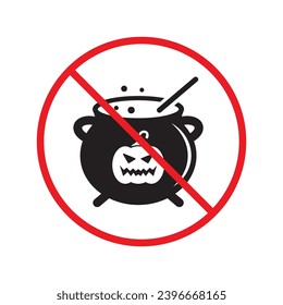Forbidden cauldron vector icon. Warning, caution, attention, restriction, label, ban, danger. No cauldron flat sign design pictogram symbol. No cauldron poison witch icon UX UI