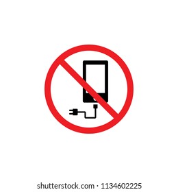 it is forbidden to charge the phone, the adapter , forbidden icon , forbidden sign , CYMK color , glyph icon