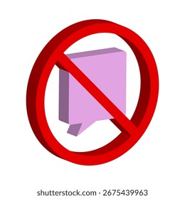 Caixa de chat proibida. Sem símbolo de fala. Sinal de censura Vetor. Emblema de comunicação proibido. EPS 10.