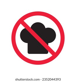 Forbidden chef cap vector icon. Warning, caution, attention, restriction, label, ban, danger. No chef cap flat sign design pictogram symbol. No chef cap icon
