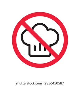 Forbidden chef cap vector icon. Warning, caution, attention, restriction, label, ban, danger. No chef cap flat sign design pictogram symbol. No chef cap icon
