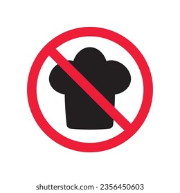 Forbidden chef cap vector icon. Warning, caution, attention, restriction, label, ban, danger. No chef cap flat sign design pictogram symbol. No chef cap icon
