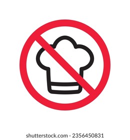 Forbidden chef cap vector icon. Warning, caution, attention, restriction, label, ban, danger. No chef cap flat sign design pictogram symbol. No chef cap icon