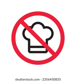 Forbidden chef cap vector icon. Warning, caution, attention, restriction, label, ban, danger. No chef cap flat sign design pictogram symbol. No chef cap icon