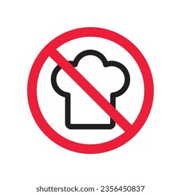 Forbidden chef cap vector icon. Warning, caution, attention, restriction, label, ban, danger. No chef cap flat sign design pictogram symbol. No chef cap icon