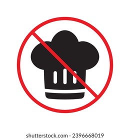 Forbidden chef cap vector icon. Warning, caution, attention, restriction, label, ban, danger. No chef cap flat sign design pictogram symbol. No chef cap icon UX UI