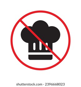 Forbidden chef cap vector icon. Warning, caution, attention, restriction, label, ban, danger. No chef cap flat sign design pictogram symbol. No chef cap icon UX UI